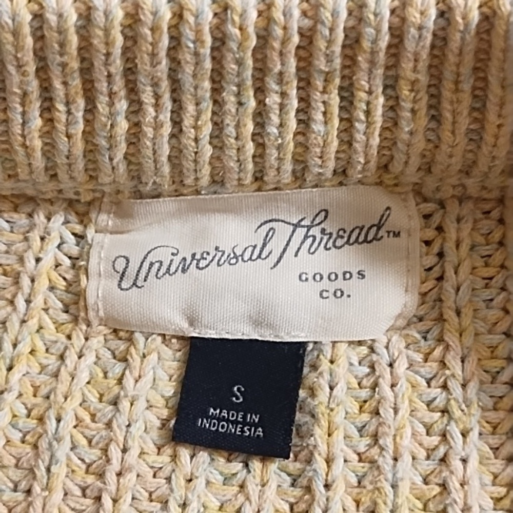 Yellow Pastels Natural 100% Cotton Crewneck Knit Sweater Oversized Small - Picture 7 of 9